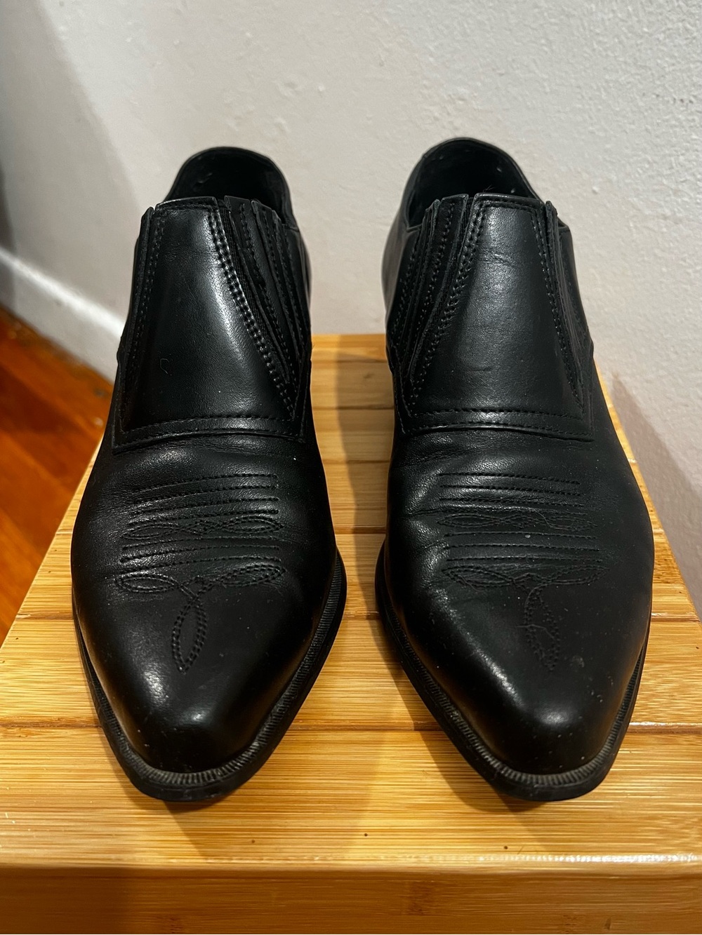 Durango Western Ankle Boots 7.5M Black Leather Pointed Toe Block Heel Cowgirl